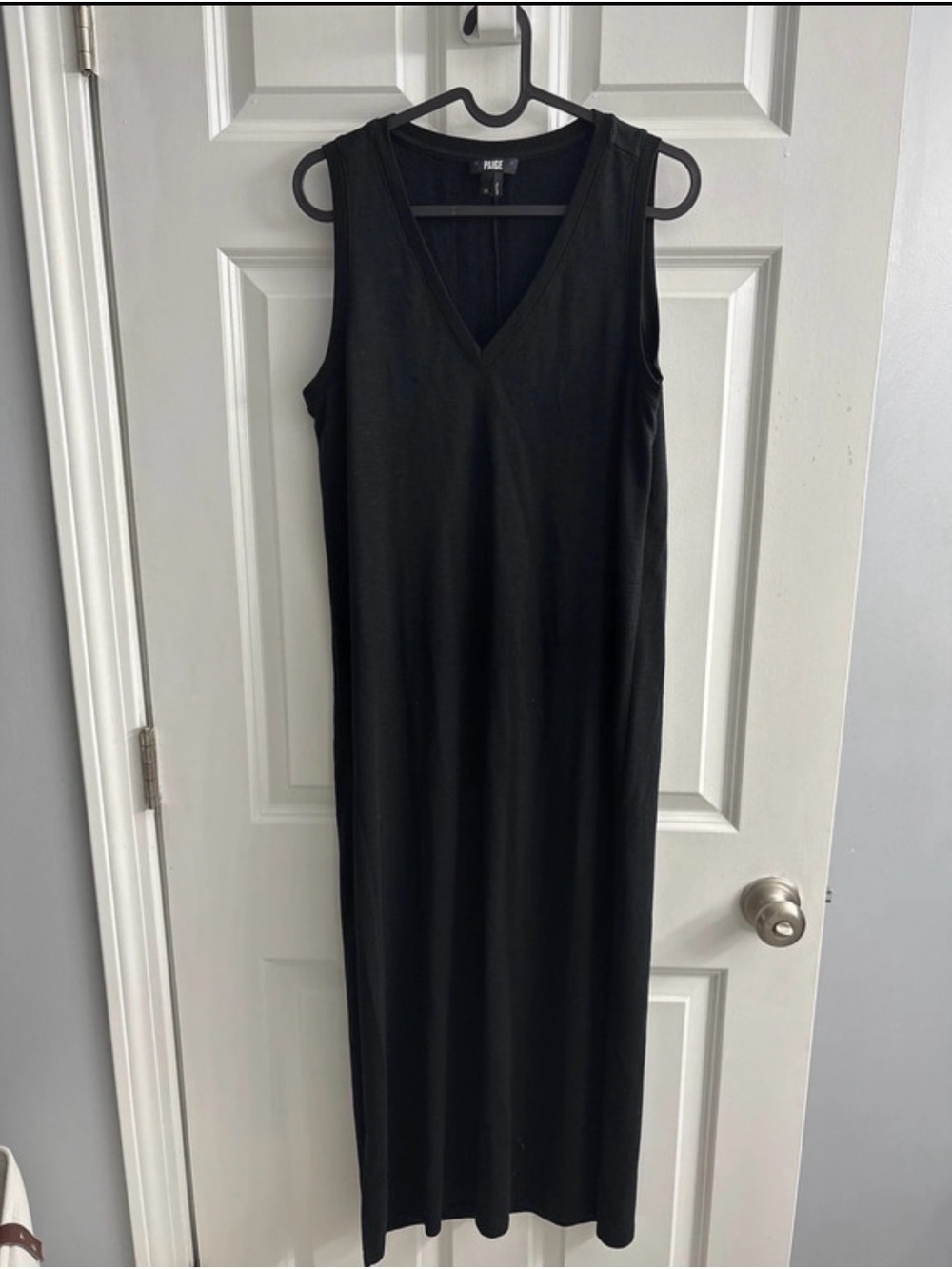 PAIGE Black V-Neck Sleeveless Maxi Dress